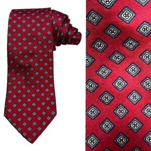 Van Heusen 417 Vintage‎ Silk Tie Red Blue Diamond Print Mens Suit Accessories